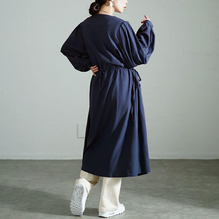大きいサイズ レディース タックスリーブダブルボタンワンピース　nw-24039