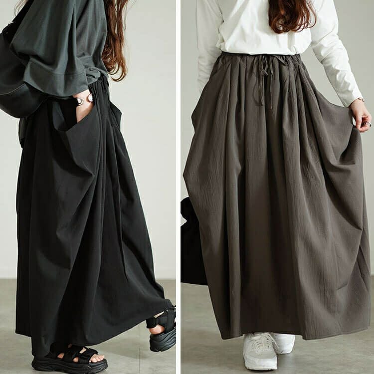 大きいサイズ レディース ビッグポケット変形ドレープスカート　nw-24037