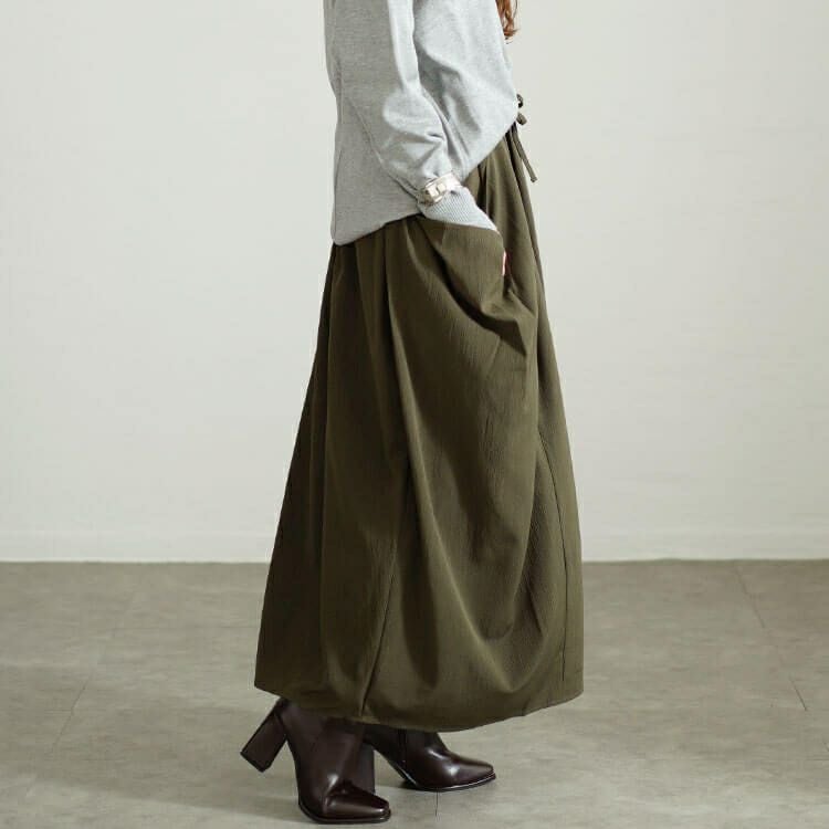 大きいサイズ レディース ビッグポケット変形ドレープスカート　nw-24037