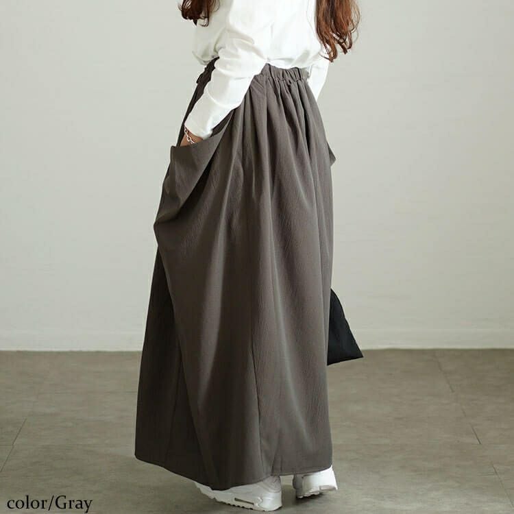 大きいサイズ レディース ビッグポケット変形ドレープスカート　nw-24037