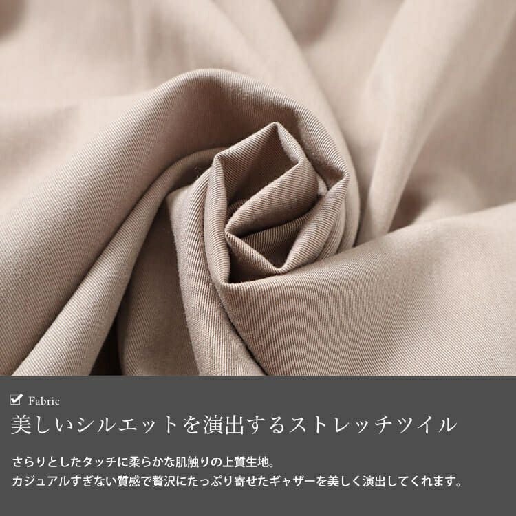 大きいサイズ レディース バイカラーギャザー切り替えロングシャツ　nw-24035