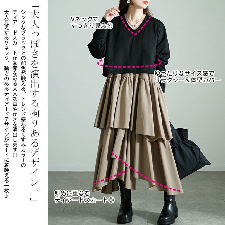 大きいサイズ レディース アシメティアードドッキングワンピース　nw-24033