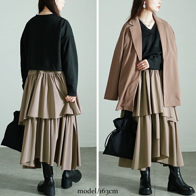 大きいサイズ レディース アシメティアードドッキングワンピース　nw-24033