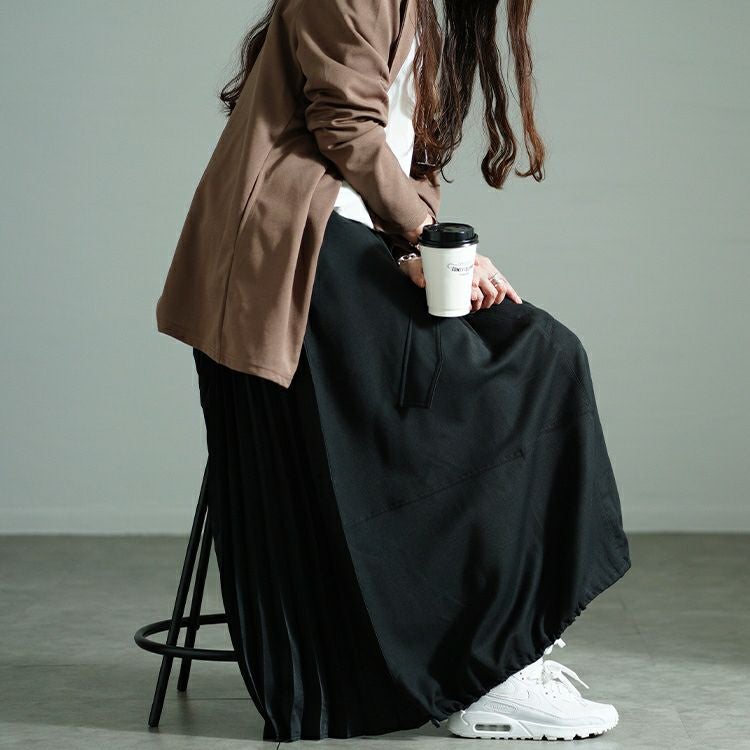 大きいサイズ レディース プリーツ切り替えバルーンスカート　nw-24031