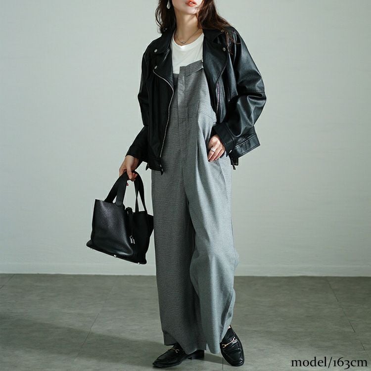 大きいサイズ レディース サスペンダー付きグレンチェックサロペット　sw-0674