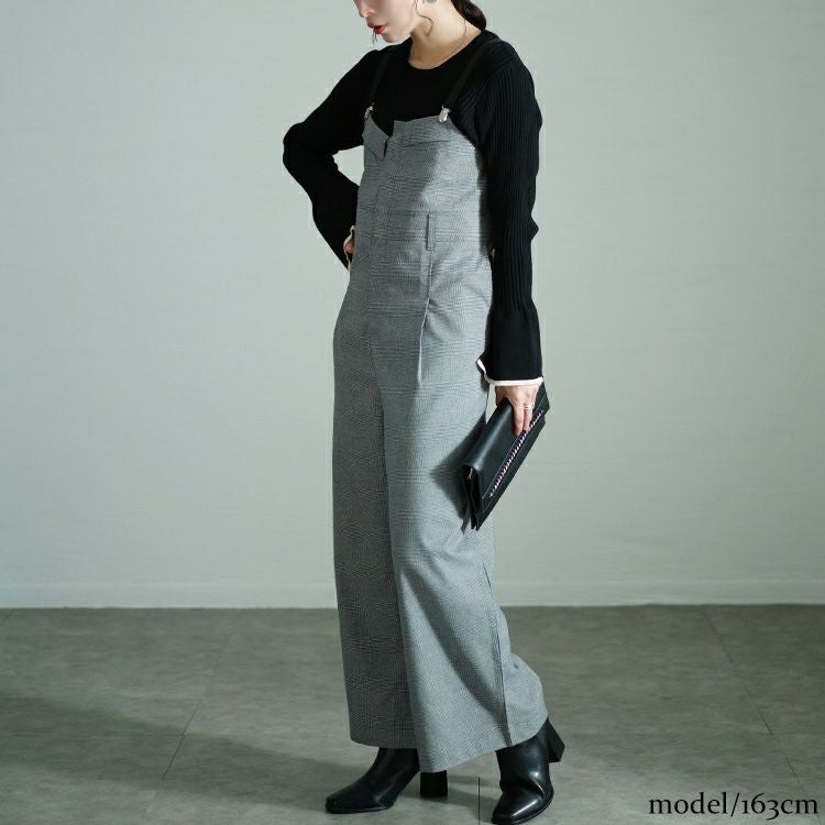 大きいサイズ レディース サスペンダー付きグレンチェックサロペット　sw-0674