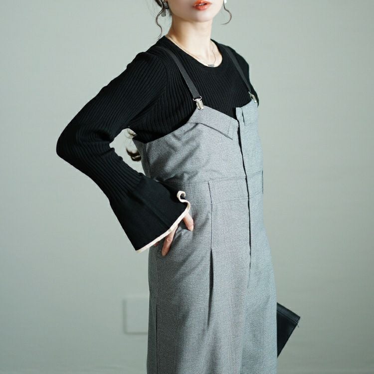 大きいサイズ レディース サスペンダー付きグレンチェックサロペット　sw-0674