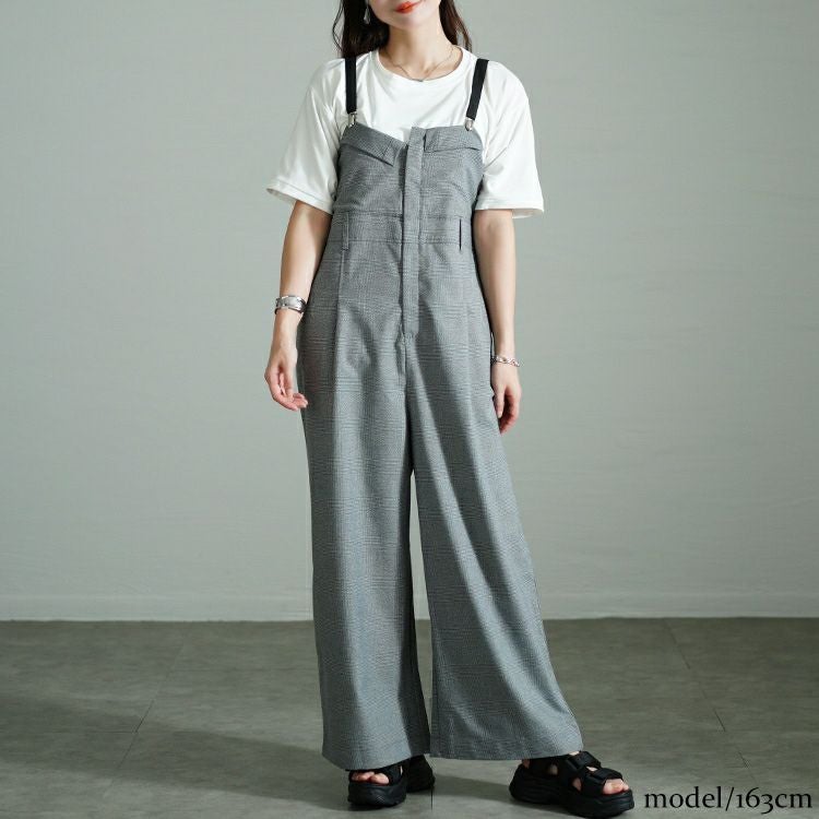 大きいサイズ レディース サスペンダー付きグレンチェックサロペット　sw-0674