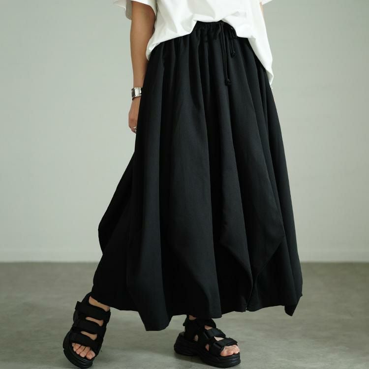 大きいサイズ レディース 変形ワイドバルーンパンツ　sw-0686 ブラック
