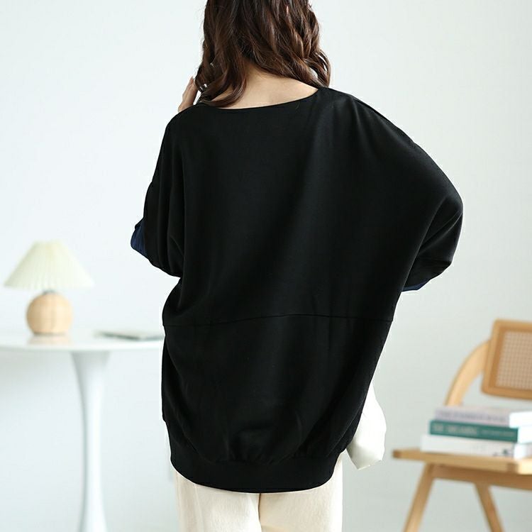 大きいサイズ レディース 切り替えスリーブドルマンプルオーバー　sw-0677