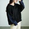 大きいサイズ レディース 切り替えスリーブドルマンプルオーバー　sw-0677 ブラック