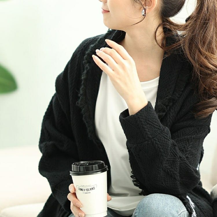 大きいサイズ レディース フリンジガウンカーディガン　jp506