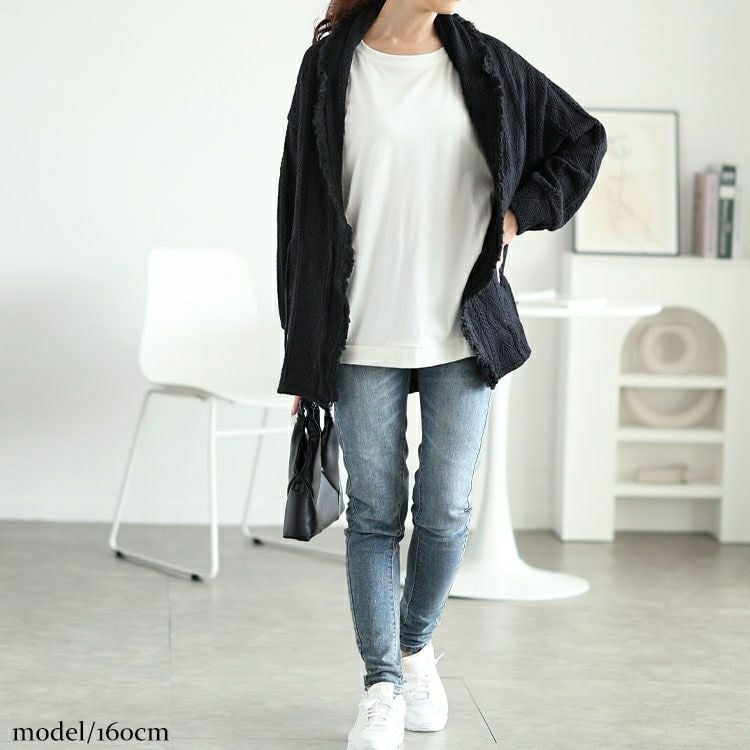 大きいサイズ レディース フリンジガウンカーディガン　jp506