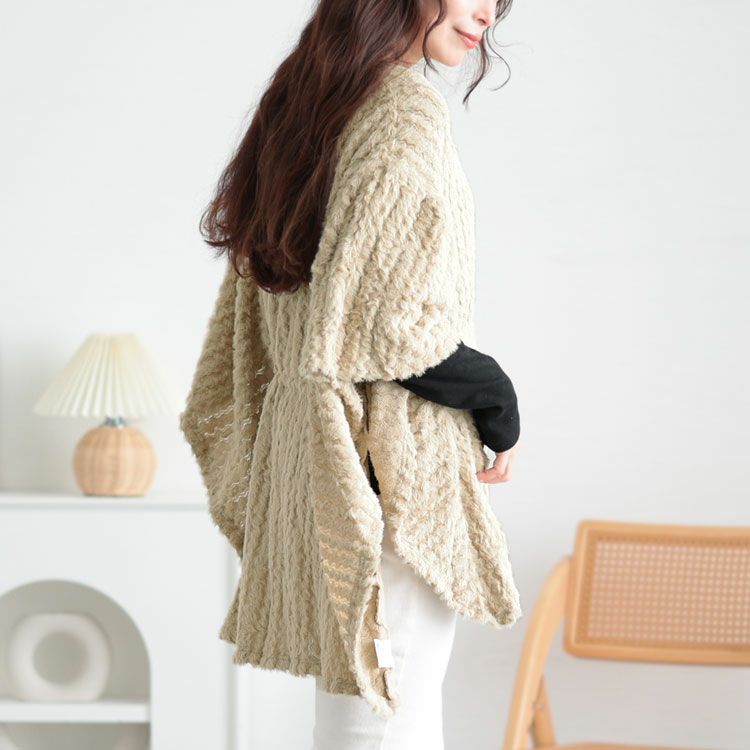 大きいサイズ レディース ドロストポンチョ風ニットチュニック　jp502