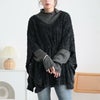 大きいサイズ レディース ドロストポンチョ風ニットチュニック　jp502 ブラック