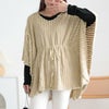 大きいサイズ レディース ドロストポンチョ風ニットチュニック　jp502 ベージュ