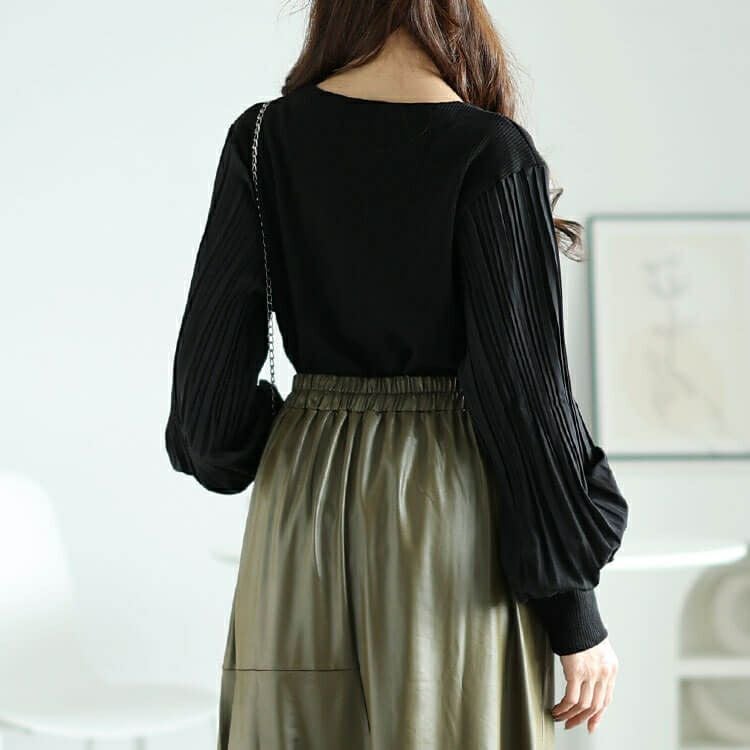 大きいサイズ レディース プリーツボリュームスリーブプルオーバー　jp501