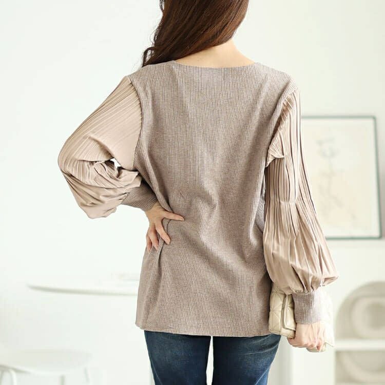 大きいサイズ レディース プリーツボリュームスリーブプルオーバー　jp501