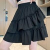 大きいサイズ レディース インナーパンツ付きフリルミニスカート　goldy-1586 【メール便可】 ブラック