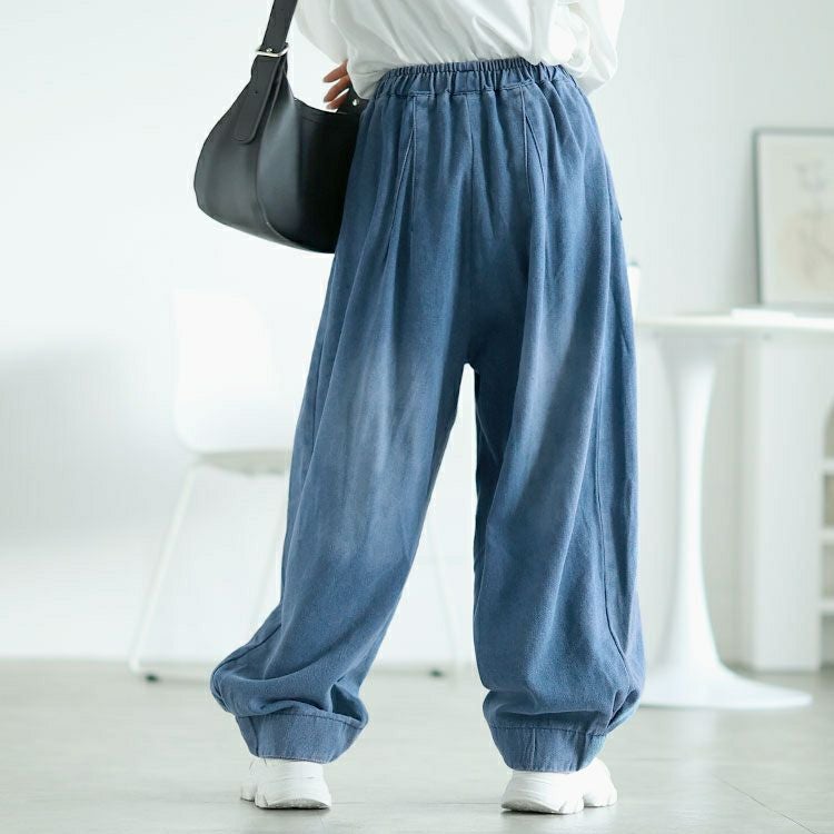 大きいサイズ レディース バルーンワイドデニムパンツ　goldy-1606