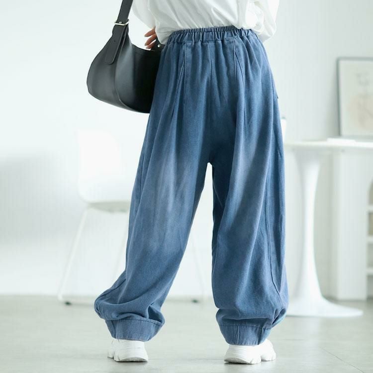大きいサイズ レディース バルーンワイドデニムパンツ goldy-1606