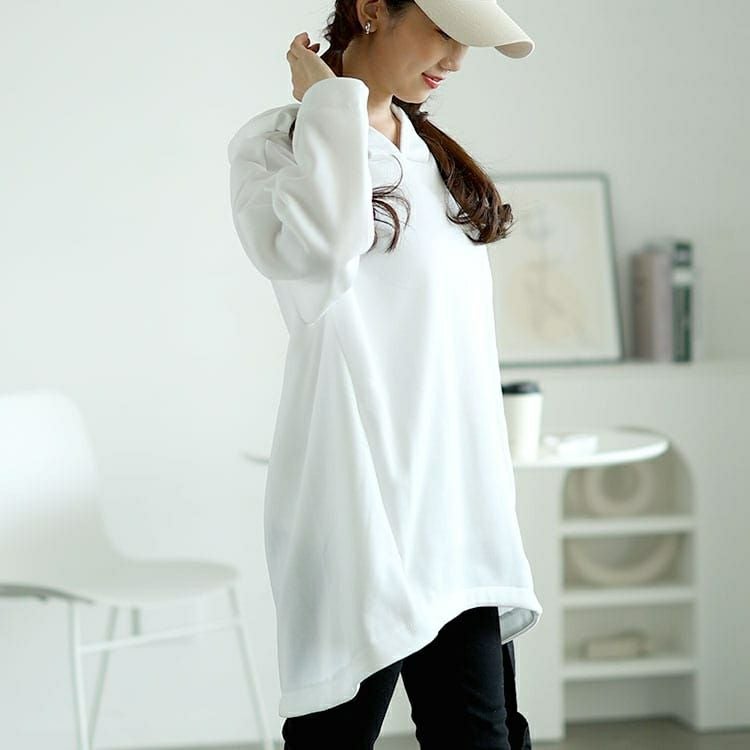 大きいサイズ レディース 裏起毛ゆるコクーンパーカーチュニック　goldy-1603