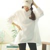 大きいサイズ レディース 裏起毛ゆるコクーンパーカーチュニック　goldy-1603 ホワイト
