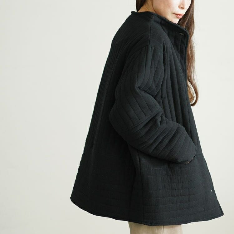 大きいサイズ レディース 軽量ガーゼキルティング中綿ジャケット　nw-24043