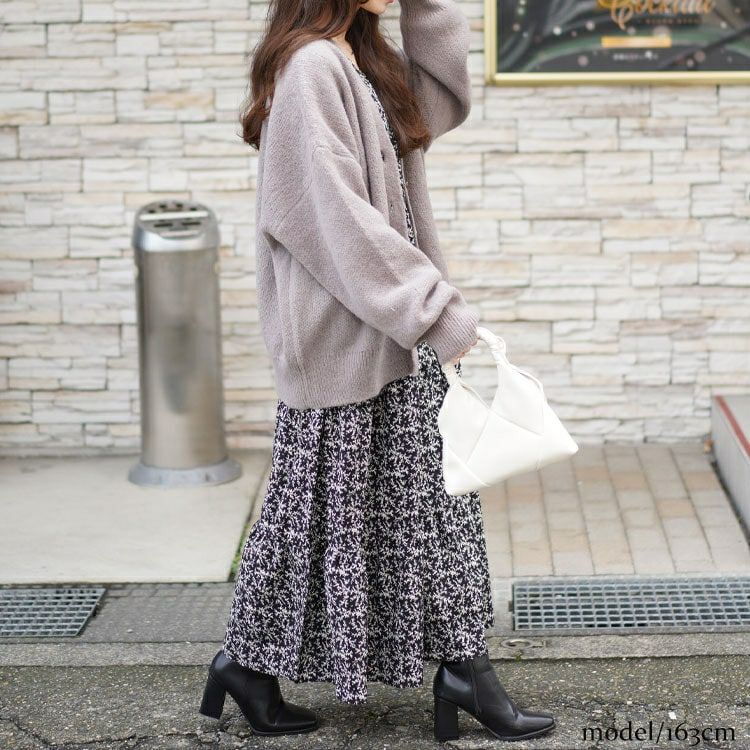 大きいサイズ レディース 小花柄ティアードマキシワンピース maru