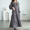 大きいサイズ レディース 小花柄ティアードマキシワンピース　maru-30087 ブラック
