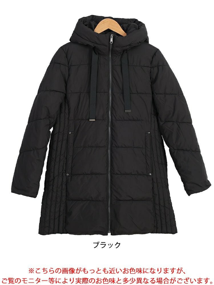 大きいサイズ レディース 撥水防風保温サイド切り替えファイバーダウンコート　mnfk-548808