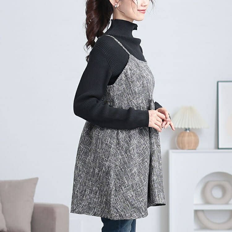 大きいサイズ レディース ツイードフレアキャミソールチュニック　tani-36735ll