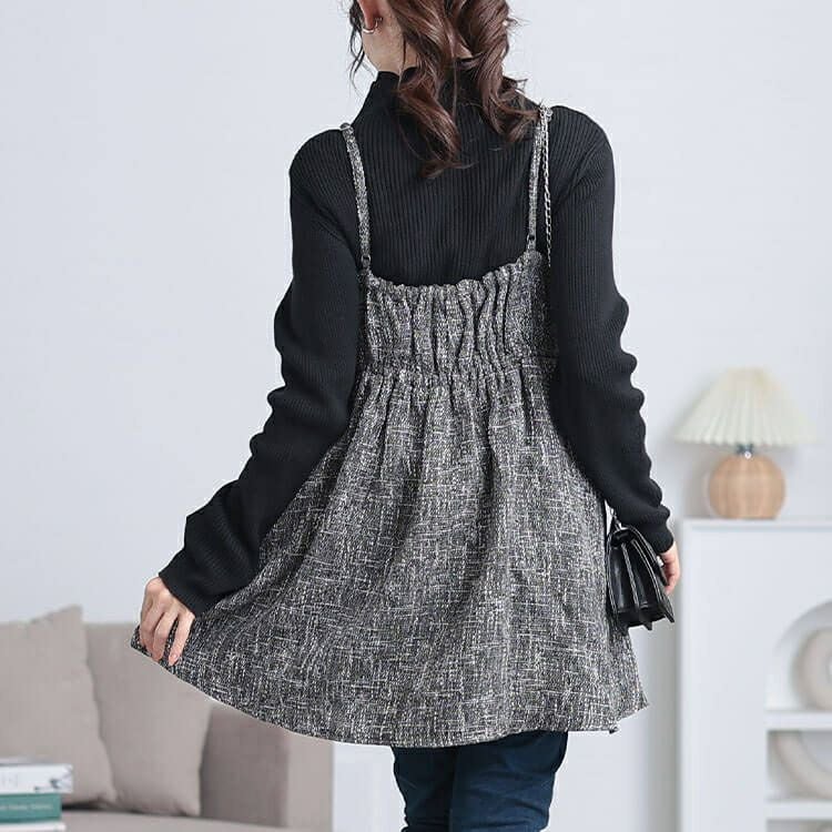 大きいサイズ レディース ツイードフレアキャミソールチュニック　tani-36735ll