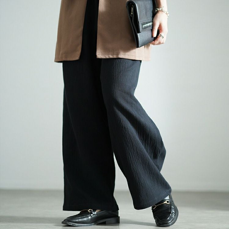 大きいサイズ レディース 発熱裏起毛フクレジャガードワイドパンツ　sw-0693