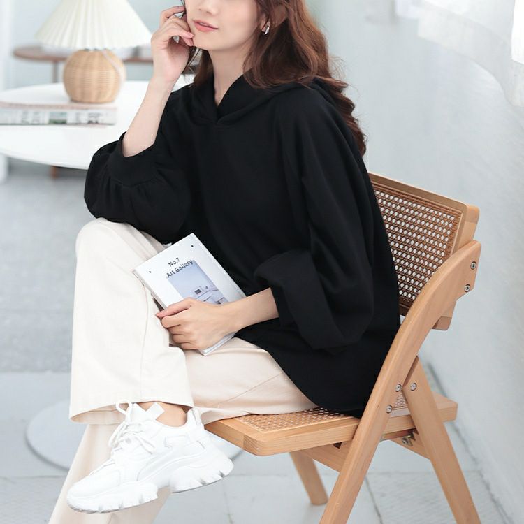 大きいサイズ レディース ボリュームスリーブラグランフレアパーカー　maru-30079