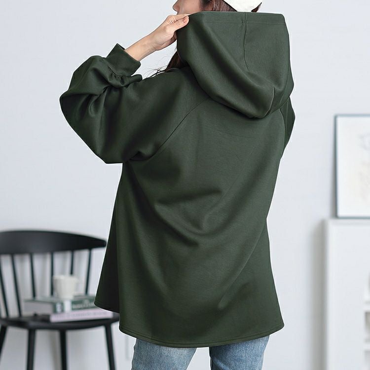 大きいサイズ レディース ボリュームスリーブラグランフレアパーカー　maru-30079