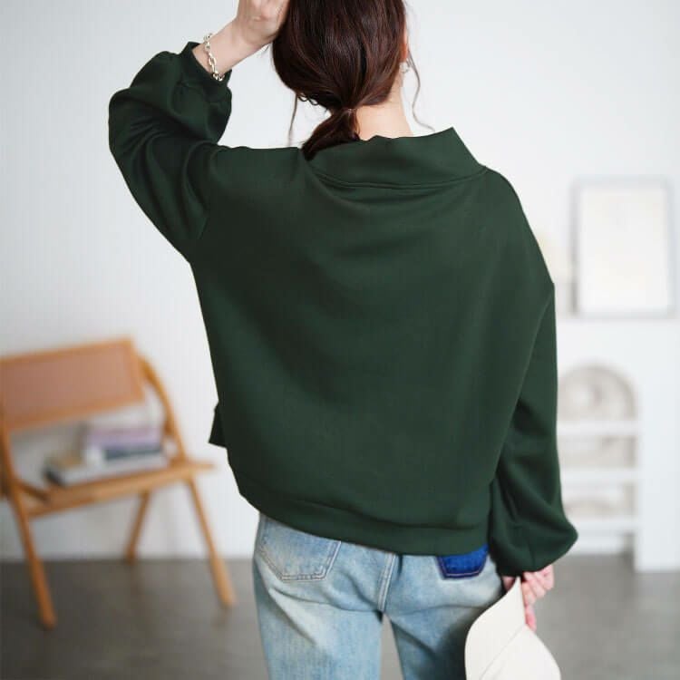 大きいサイズ レディース ハーフジップクロップドプルオーバー　maru-30080