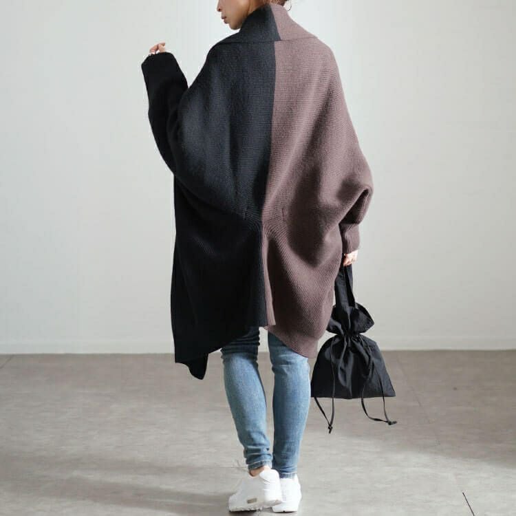 大きいサイズ レディース 上下2wayバイカラードルマンカーディガン　sw-0667