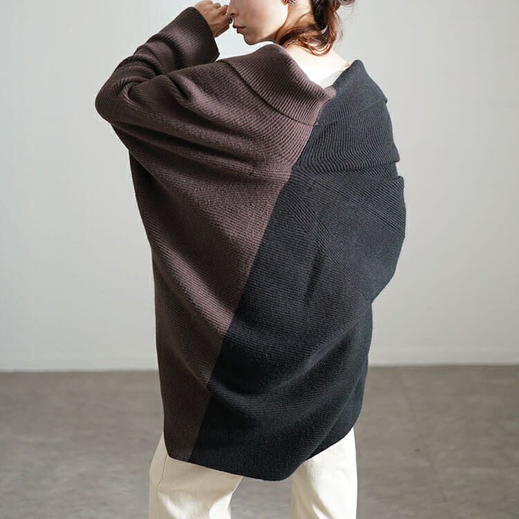 大きいサイズ レディース 上下2wayバイカラードルマンカーディガン　sw-0667