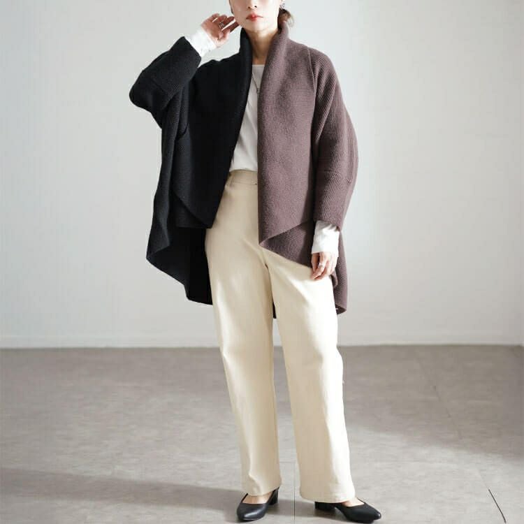 大きいサイズ レディース 上下2wayバイカラードルマンカーディガン　sw-0667