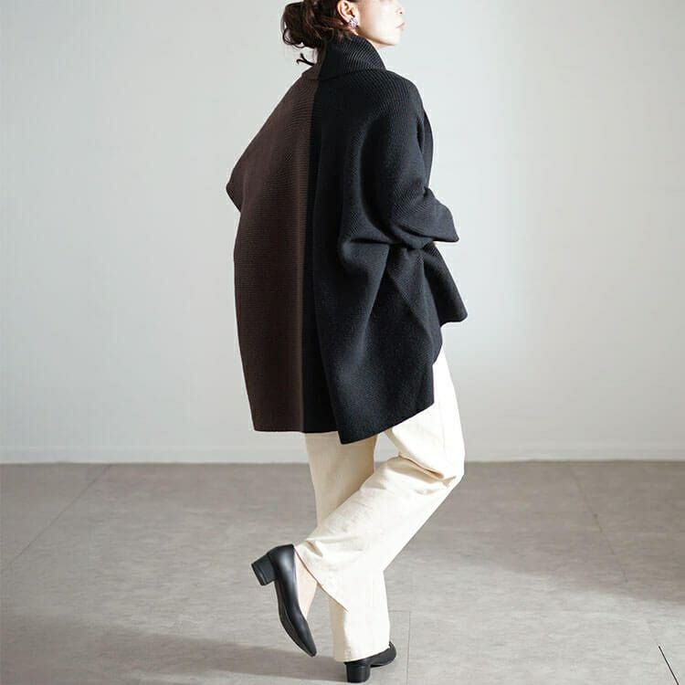 大きいサイズ レディース 上下2wayバイカラードルマンカーディガン　sw-0667