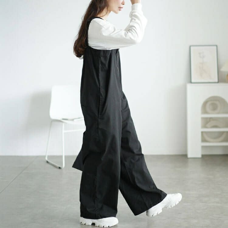 大きいサイズ レディース フロントジップサロペットパンツ　wc-0357