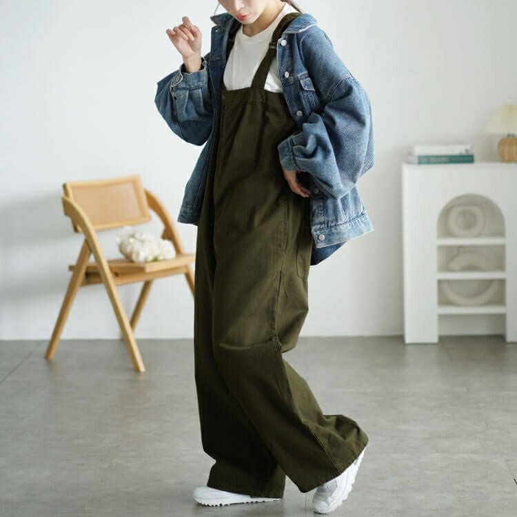 大きいサイズ レディース フロントジップサロペットパンツ　wc-0357