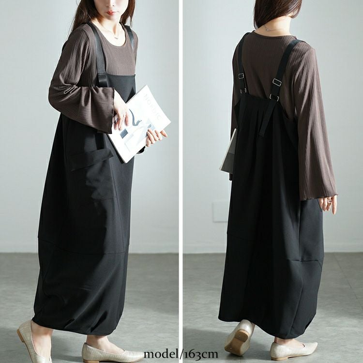大きいサイズ レディース バックタックコクーンジャンパースカート　sw-0687