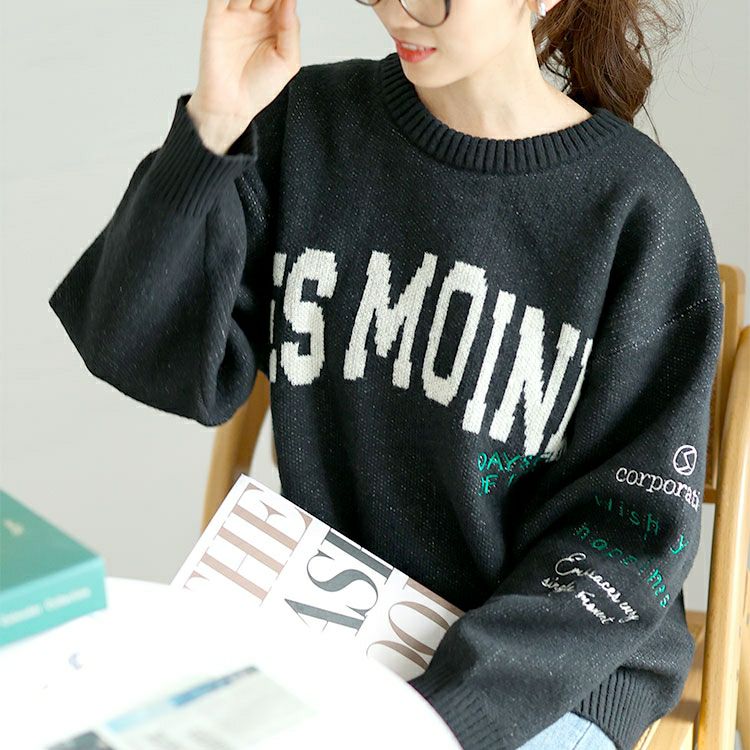 大きいサイズ レディース ロゴジャガードニット　cros-240061