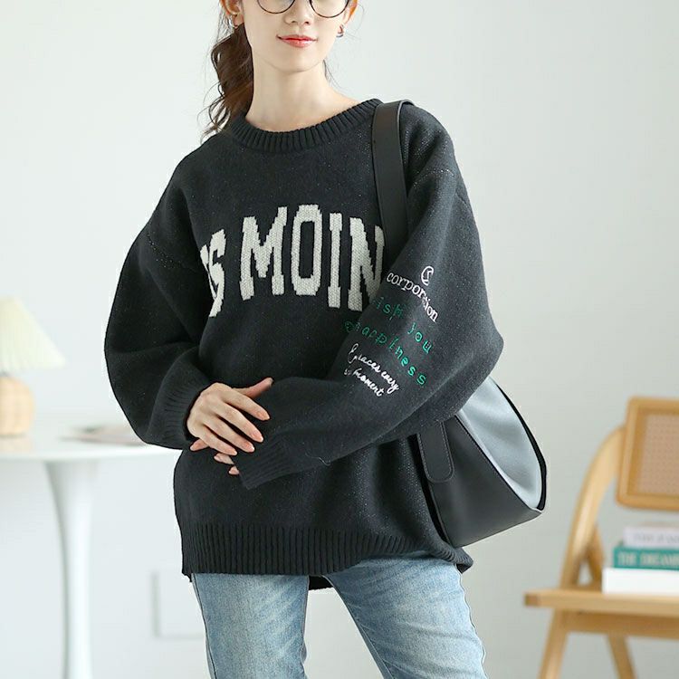 大きいサイズ レディース ロゴジャガードニット　cros-240061