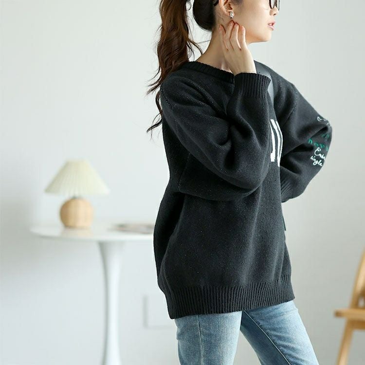 大きいサイズ レディース ロゴジャガードニット　cros-240061