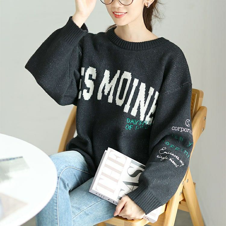 大きいサイズ レディース ロゴジャガードニット　cros-240061