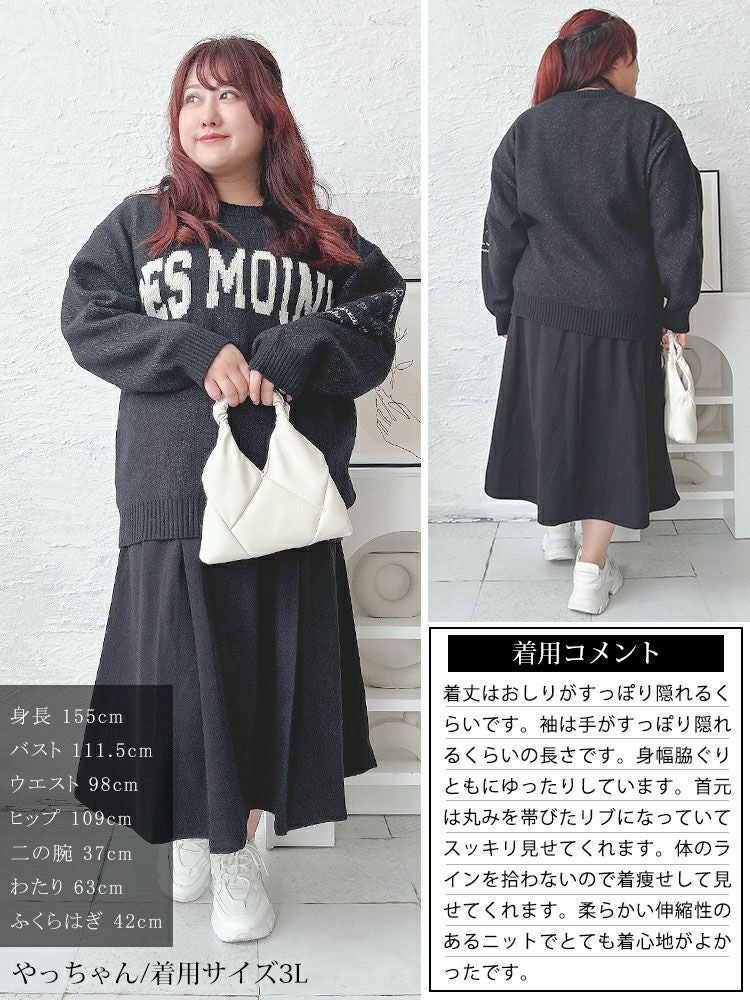 大きいサイズ レディース ロゴジャガードニット　cros-240061