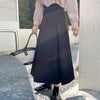 大きいサイズ レディース ハイウエストロングフレアスカート　goldy-1596 ブラック